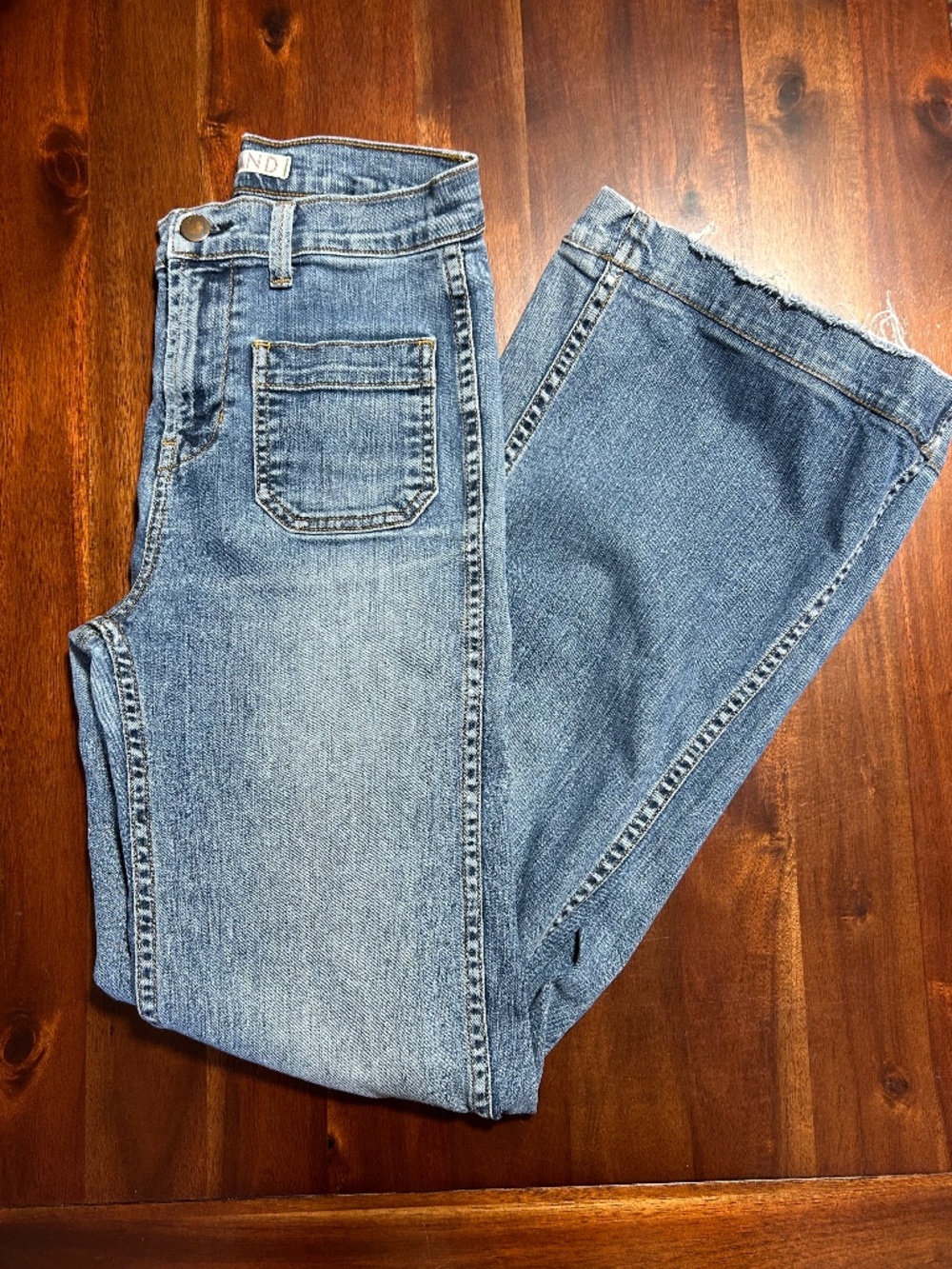 J Brand High Rise Flare Jeans Size 26 Medium Wash Retro Patch Pocket Wide Leg